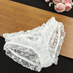 Woman's Panties With Bow Good Quality Sexy Floral Embroidered Lace Briefs 2 Packs