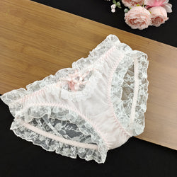 Woman's Panties With Bow Good Quality Sexy Floral Embroidered Lace Briefs 2 Packs