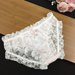 Woman's Panties With Bow Good Quality Sexy Floral Embroidered Lace Briefs 2 Packs