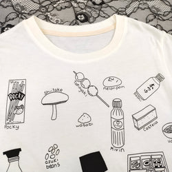 Kawaii Japanese Food Print T-Shirt Harajuku Minimal Sketch Cotton Tee