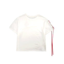 Kawaii Japanese Sakura Ribbon T-Shirt Harajuku Red Lace Sleeve Cotton Tee