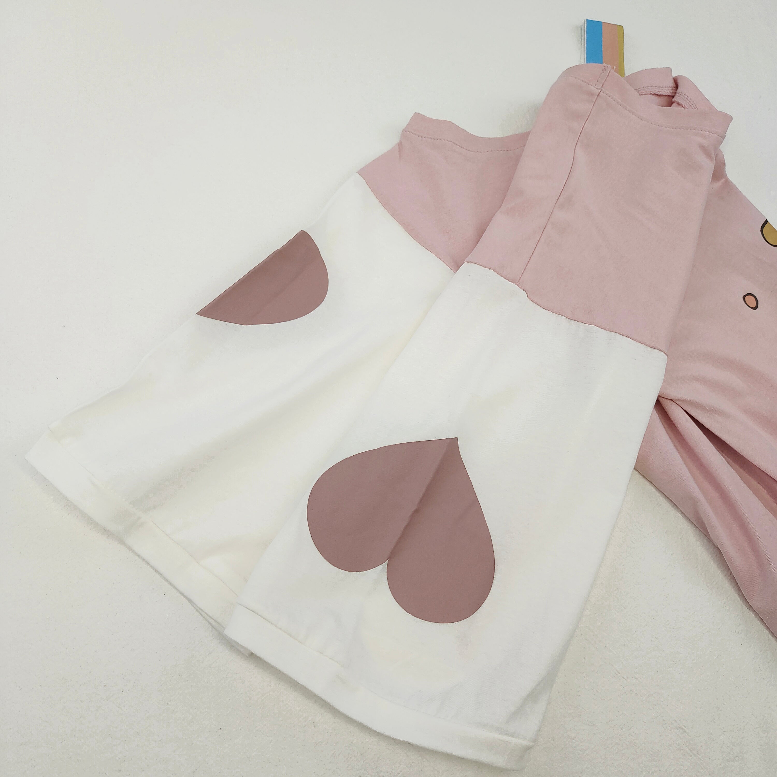 Cute Girls Rainbow Vomit Deer Blouse Off-Shoulder Cartoon Shirt with Ruffle Hem