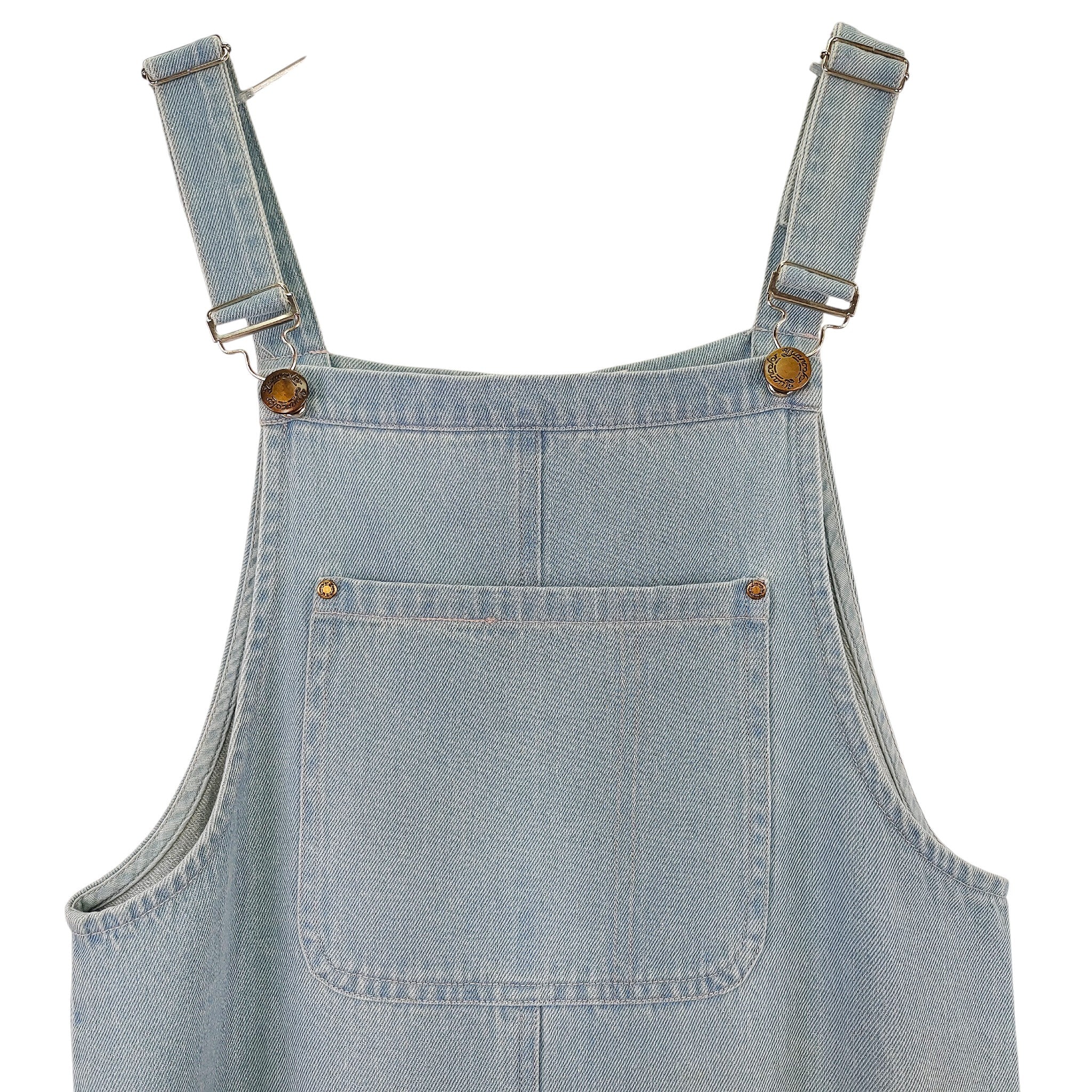 Denim Overall Dress Women Vintage Straight Suspender Midi Jean Pinafore Dress with Pockets