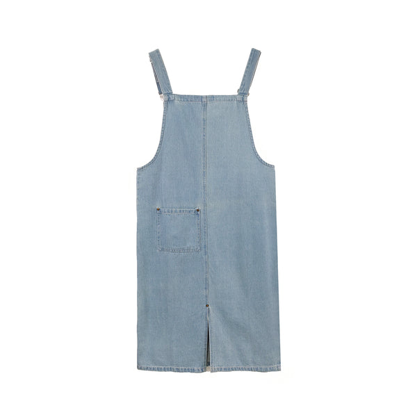 Vintage straight jean pinafore dress with straps