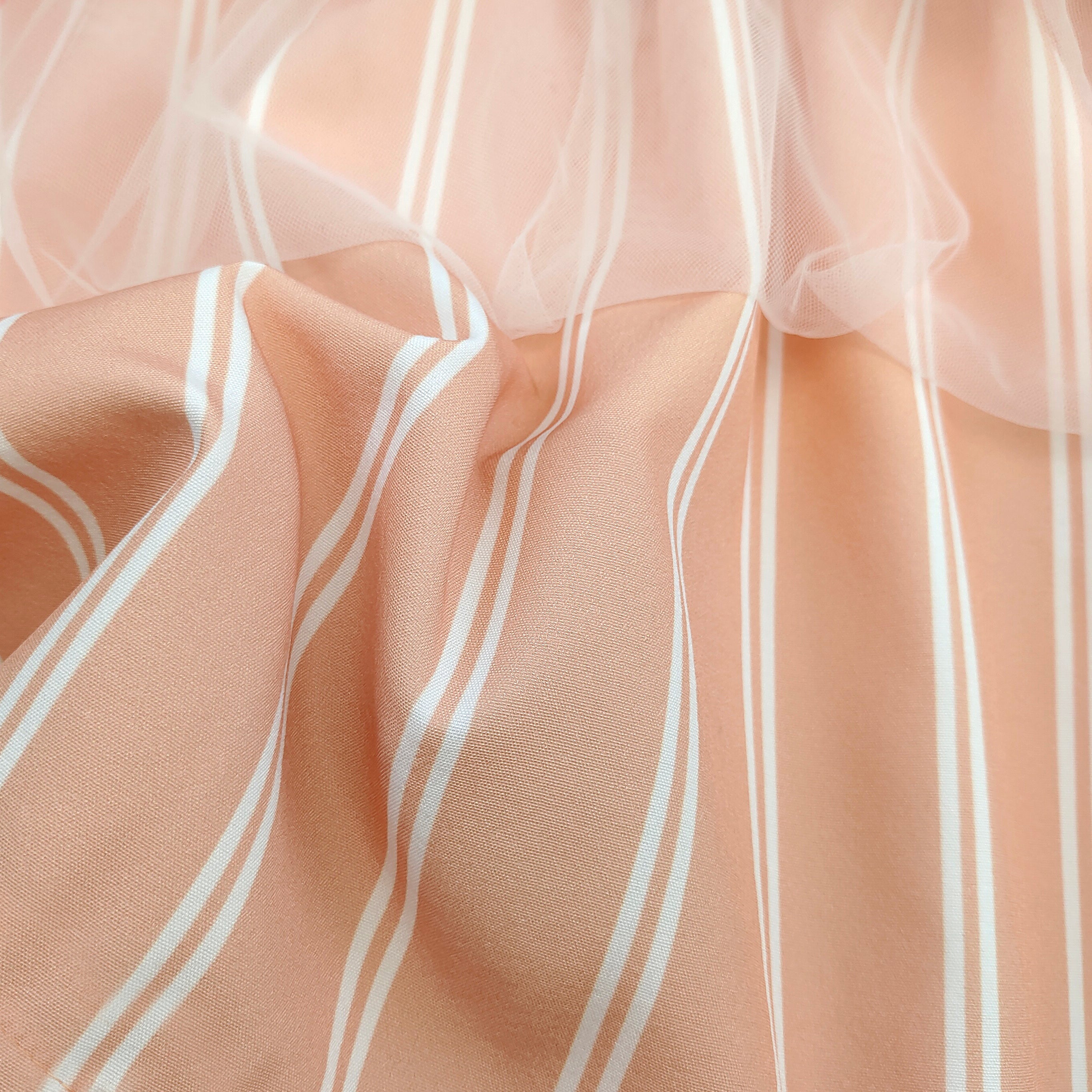 Kawaii Sakura Layered Skirt Peach Pink Organza Mesh Mini Strip Skort for Teens Clearance