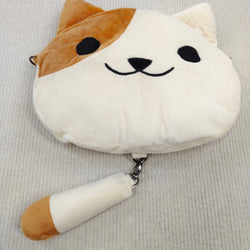 Kawaii Cat Face Plush Crossbody Bag with Tail & Strap Soft Furry Shoulder Purse (Clearance)