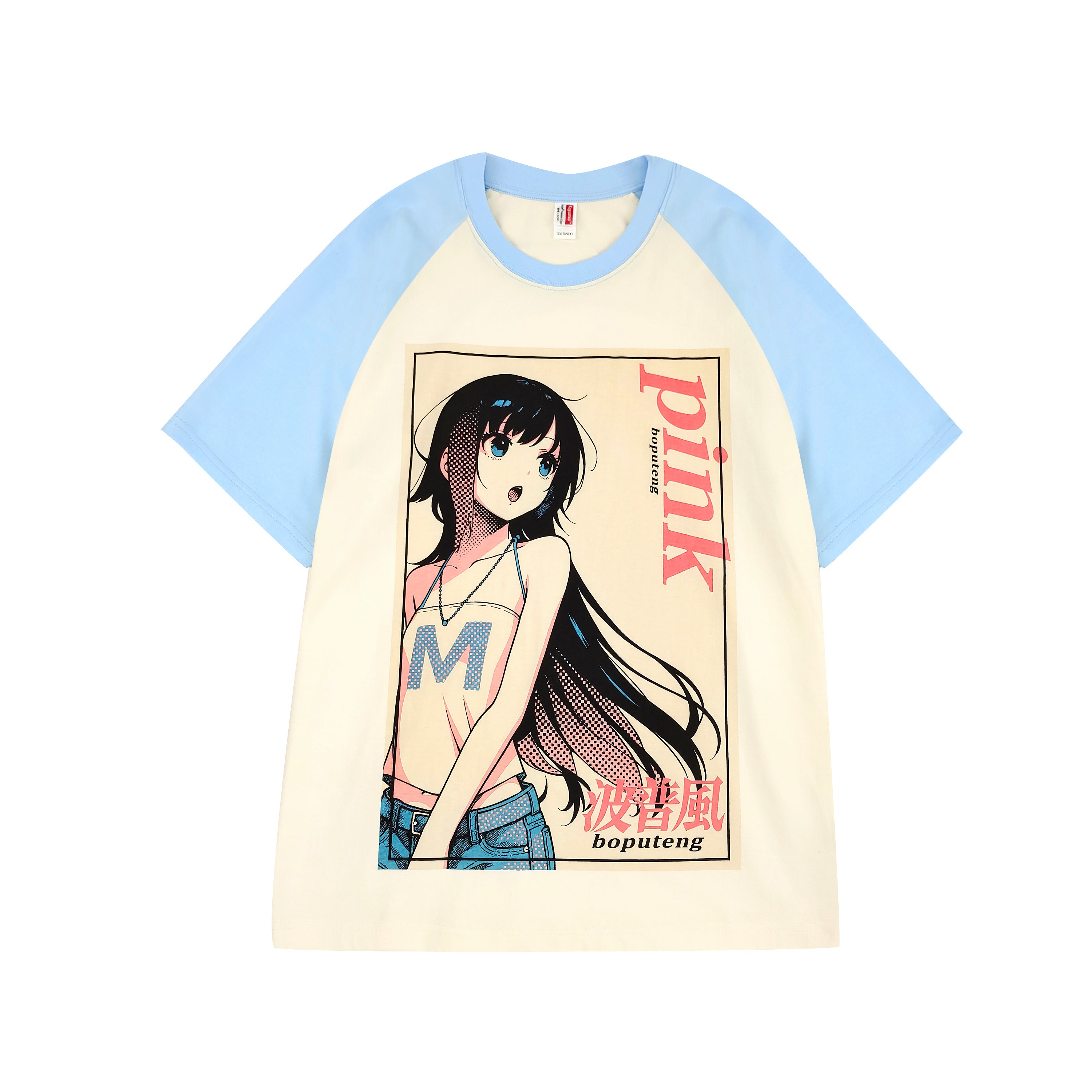 Customizable Kawaii Anime Graphic T-Shirt for Girls Harajuku Loose Fit Cotton Tee with Cartoon Print
