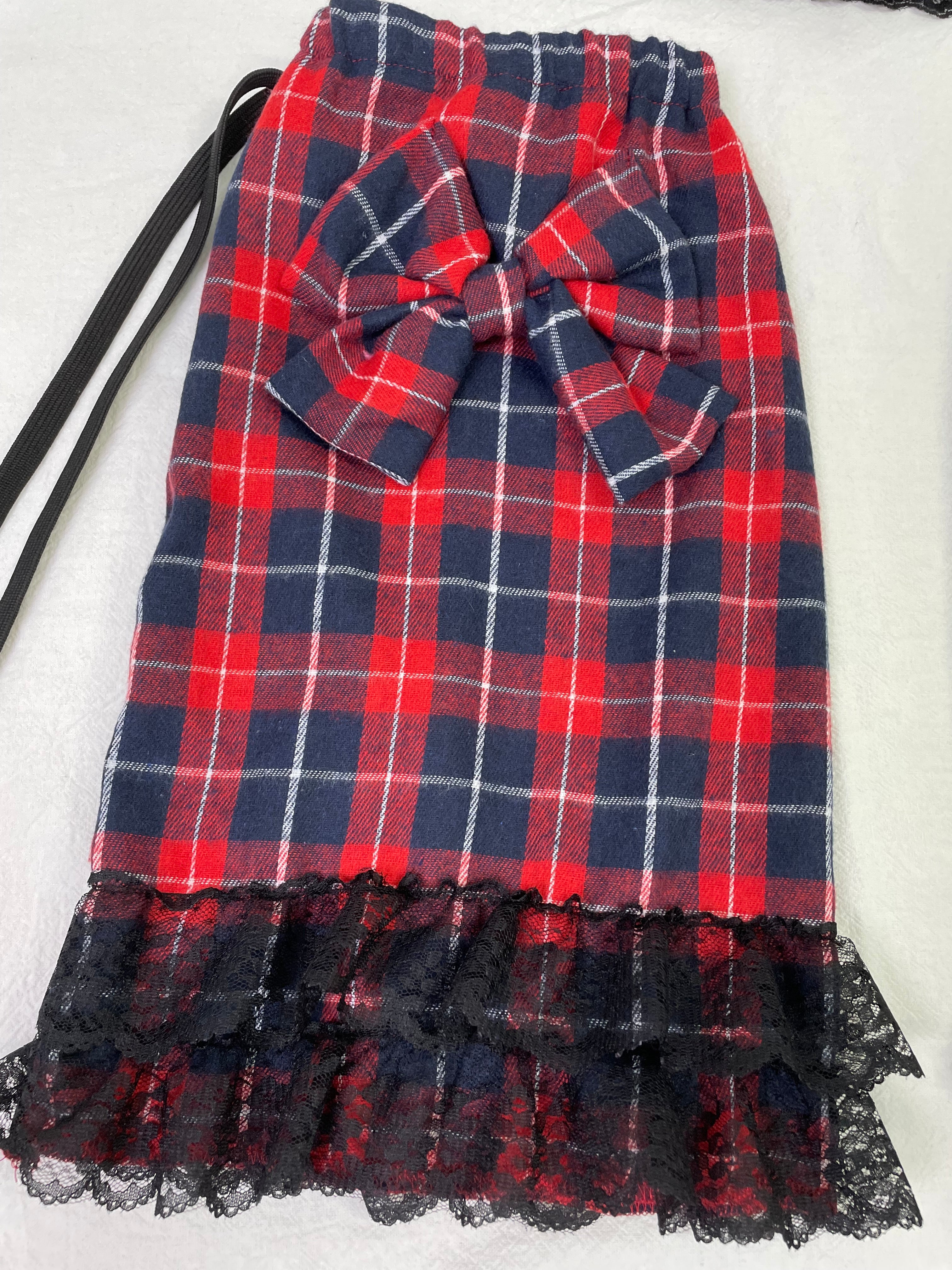 Sweet Punk Lolita Red Y2K Plaid Layered Skirt with Matching Leg Warmers Kawaii Bow Set