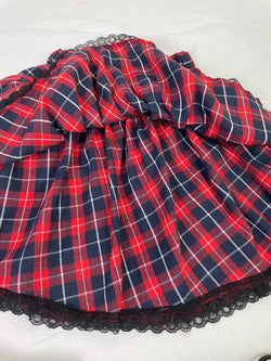Sweet Punk Lolita Red Y2K Plaid Layered Skirt with Matching Leg Warmers Kawaii Bow Set
