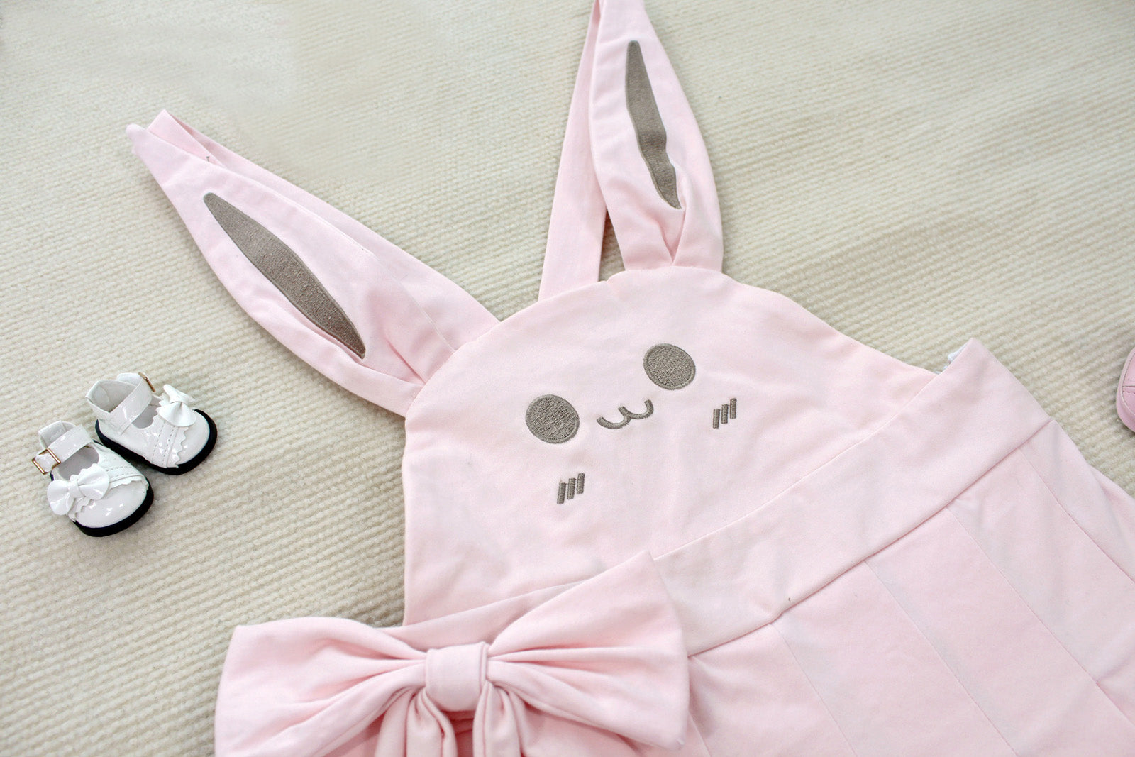 Kawaii Bear Rabbit Suspender Skirt Pleated Jumper Dress with Ears and Bow for Girls or Cosplay