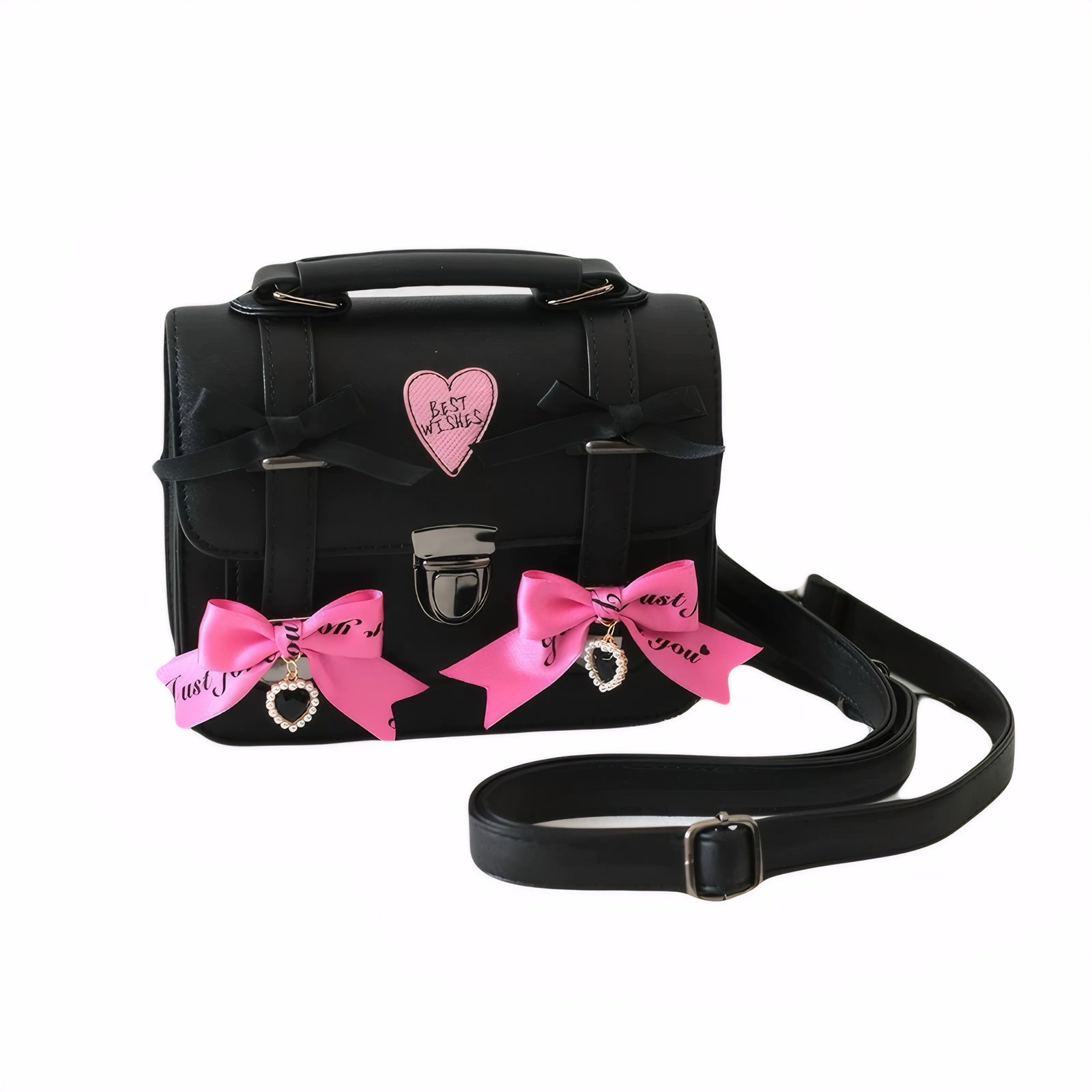 gothic lolita bag Harajuku fashion school girl Y2K messenger bag cute black crossbody

