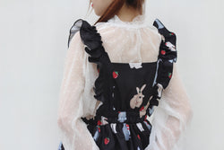 Sweet Lolita Bunny Print Suspender Dress with Strawberry Pattern – Kawaii Style Jumper Skirt