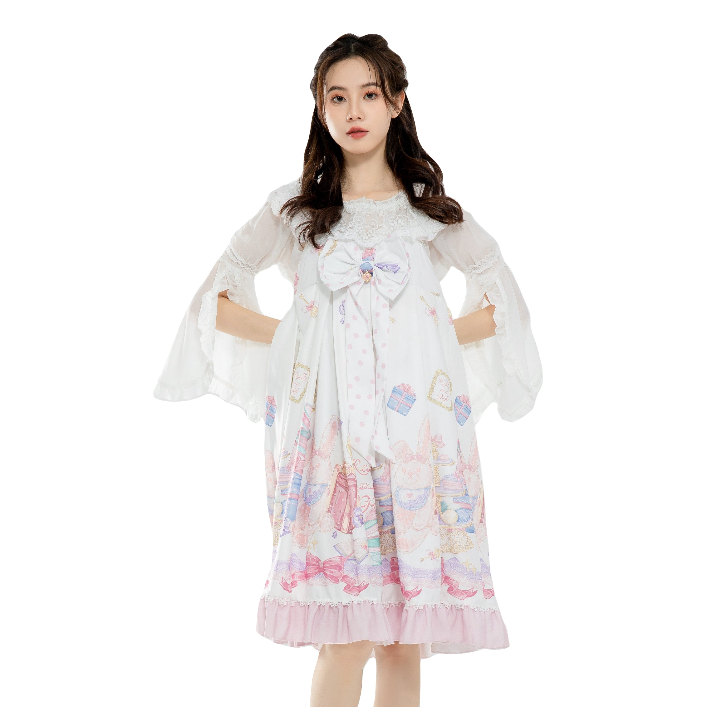 kawaii lolita bunny lolita dress, sweet lolita JSK pastel girl dress