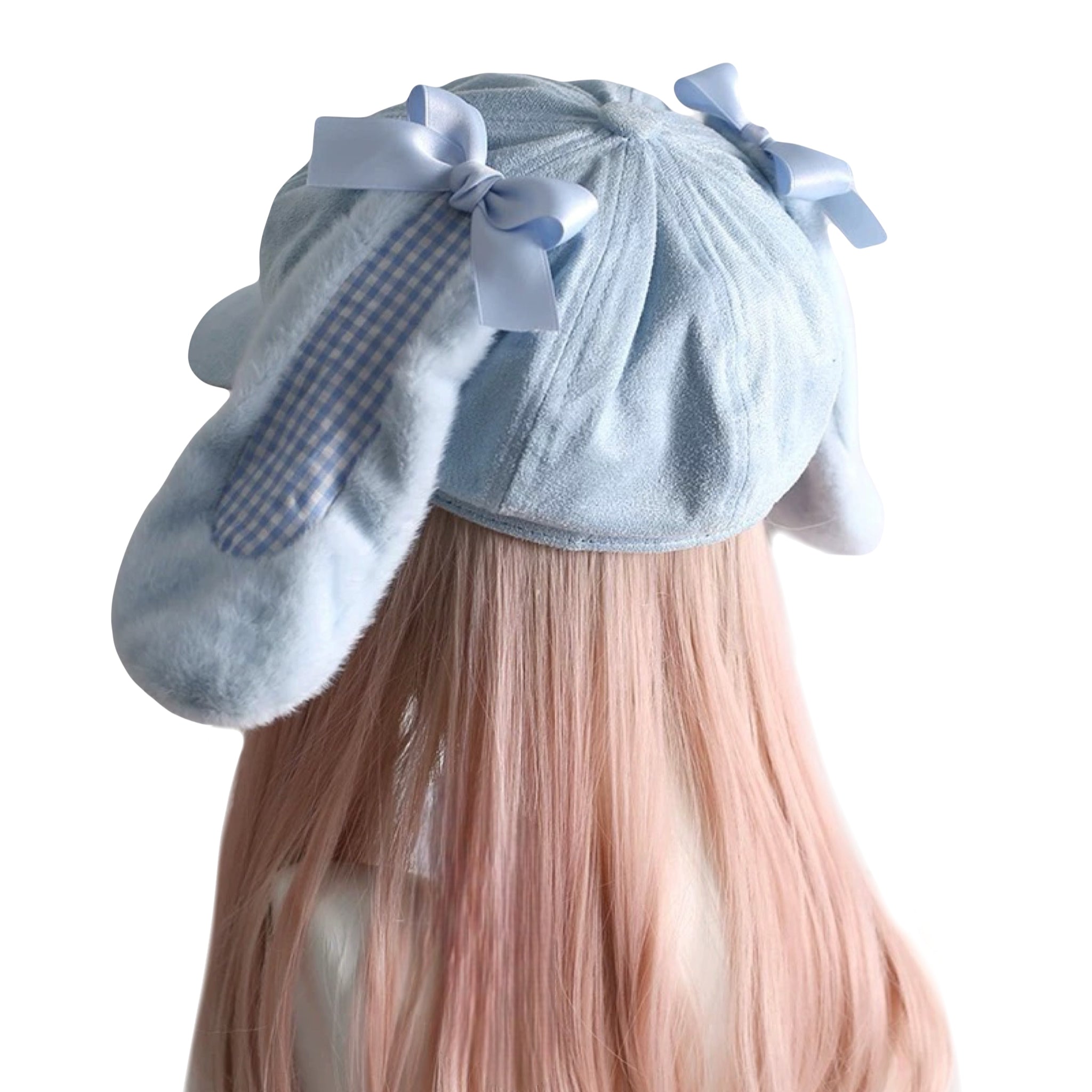 blue black pink bunny hat, Jfashion accessory