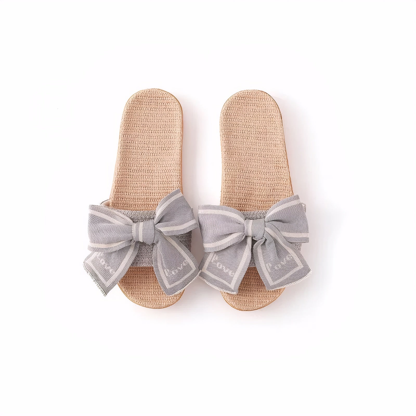 Gray Stylish Home Slippers with Ribbon breathable summer house shoes aesthetic slippers