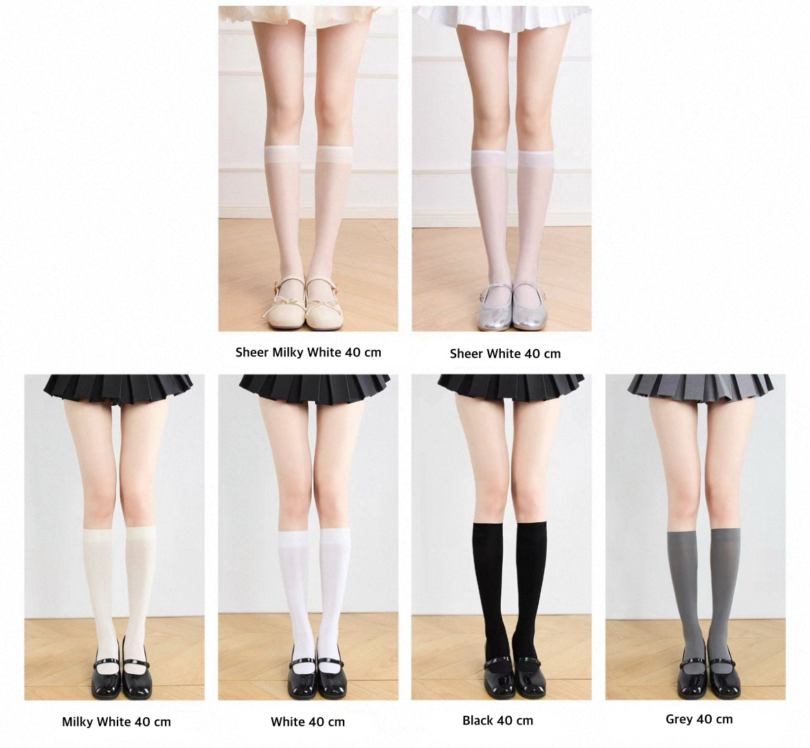 Milky white knee-high socks for summer school uniform look