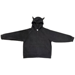 Devil Horn Fleece Hoodie Jacket for Women Halloween Oversized Zip-Up Hooded Sweatshirt