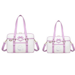 Kawaii Embroidered Bow Shoulder Bag for Girls Japanese JK School Uniform Style Satchel