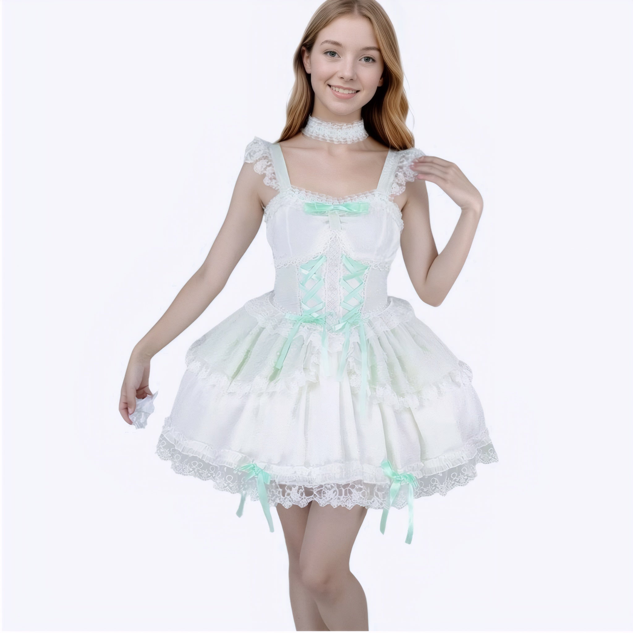 Green Fairy Lolita Style Sleeveless Dress for Tea Party & Cosplay
