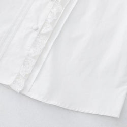 Women’s Lace Trim Peter Pan Collar Blouse Long Sleeve Cute Vintage Style Shirt