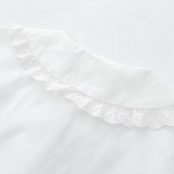 Women’s Lace Trim Peter Pan Collar Blouse Long Sleeve Cute Vintage Style Shirt