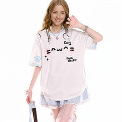 Vintage Cartoon Graphic T-Shirt for Teens Harajuku Oversized Short Sleeve Top Summer Casual Cotton Tee