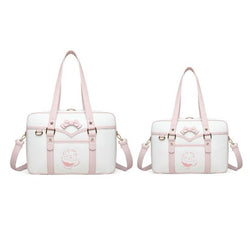 Kawaii Embroidered Bow Shoulder Bag for Girls Japanese JK School Uniform Style Satchel