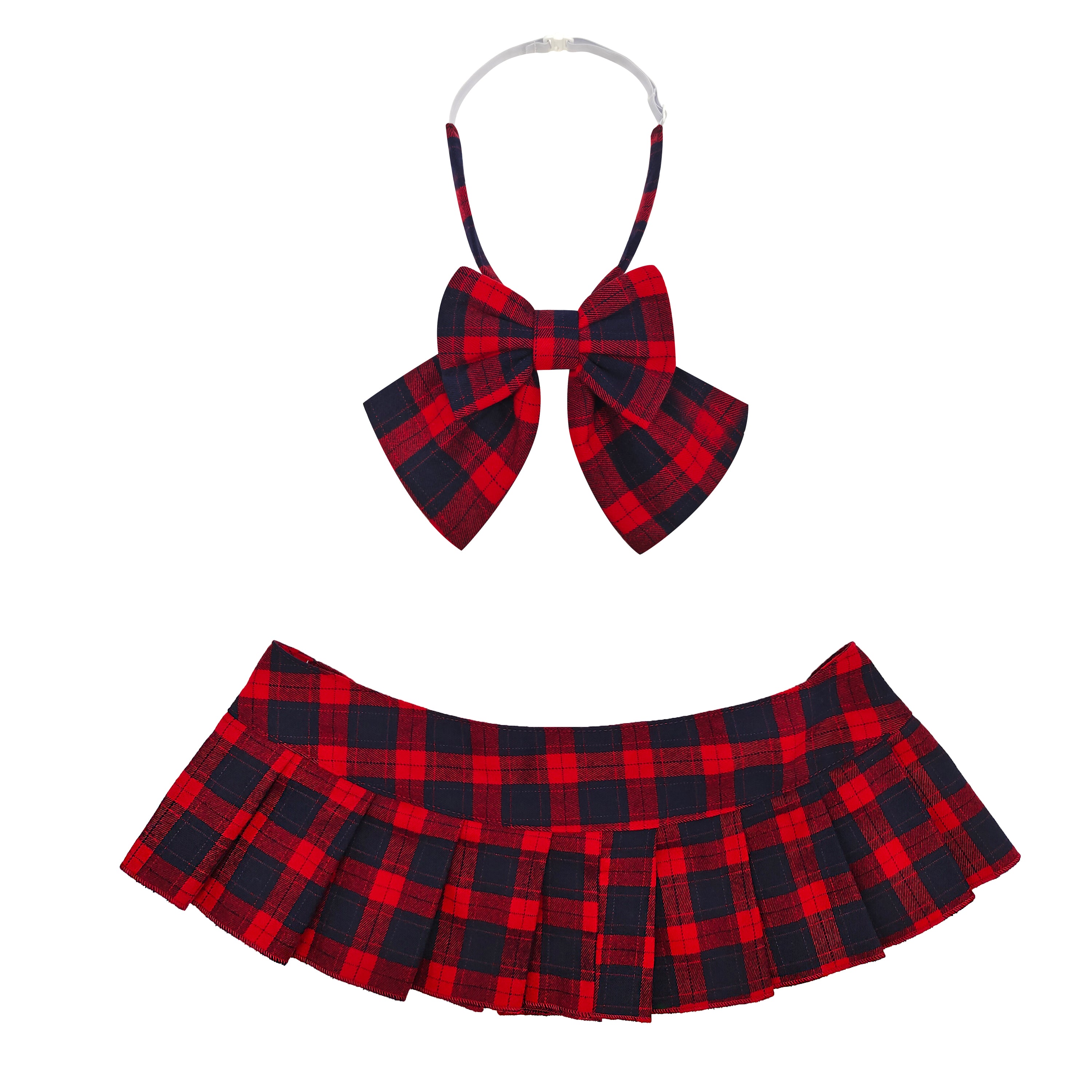 Red Plaid Schoolgirl Lingerie Costume Set sexy schoolgirl outfit roleplay outfit