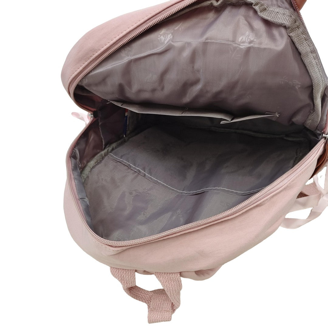 Kawaii Pink Backpack for Girls Cute Pig Print Ruffle Lace School Bag with Bow