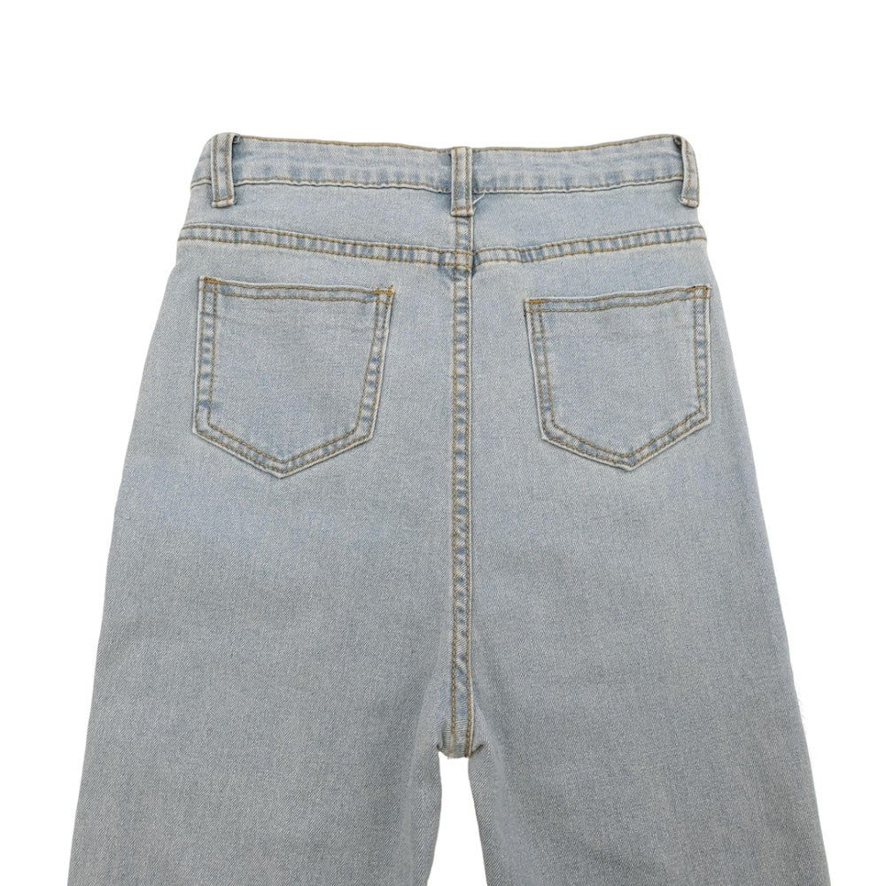 High Waist Flared Denim Jeans Woman Vintage Inspired Wide Leg Pants with Raw Hem