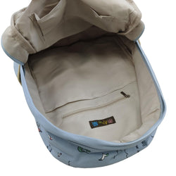 Clearance Blue Nautical Print Canvas Backpack with Sailboat & Lighthouse Pattern