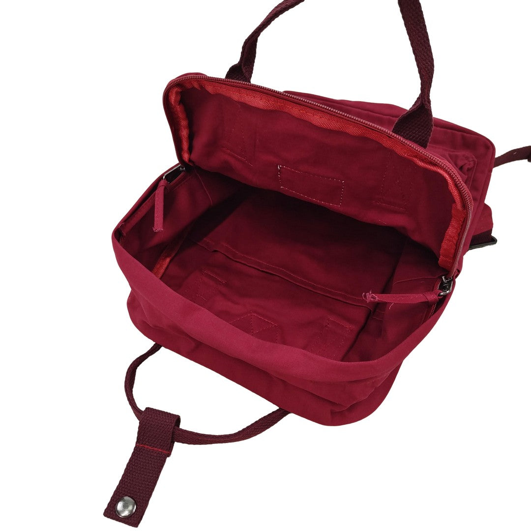 Wine Red Square Backpack Vintage Casual School Unisex Bookbag Travel Bag