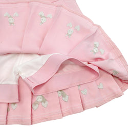 Pink Pleated Skirt Skort with Bunny & Heart Embroidery Cute Harajuku Lolita Mini Skirt