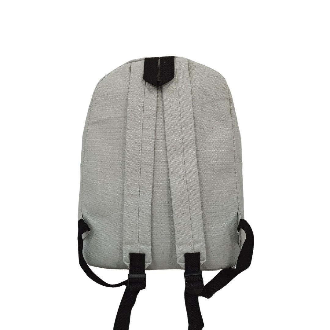 Minimalist Gray Canvas Backpack Unisex School Bag Casual Travel Daypack Lightweight College Laptop Book Bag