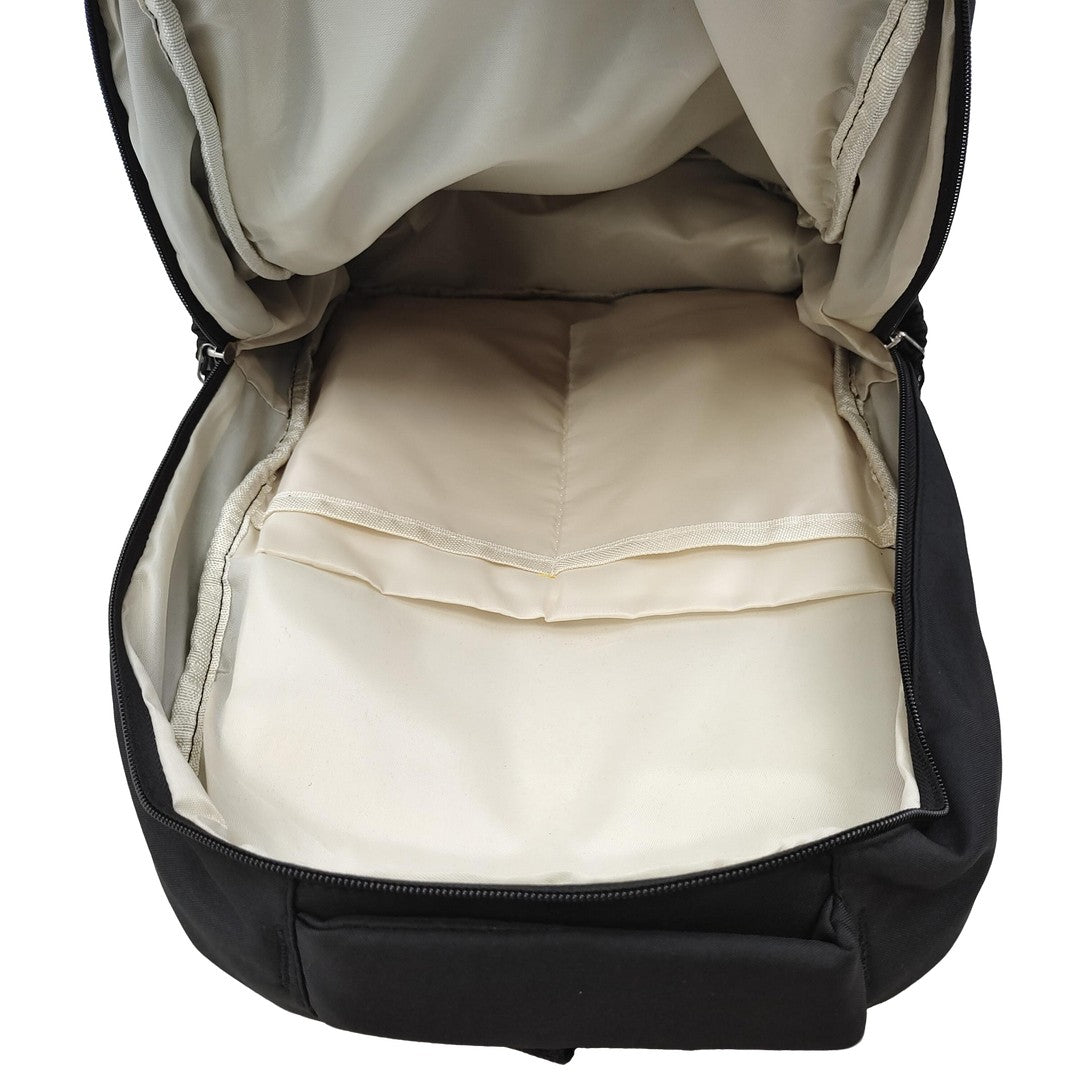 Black Jfashion Cat Ear Backpack with White Plush Charm Cute Kitty Face Schoolbag