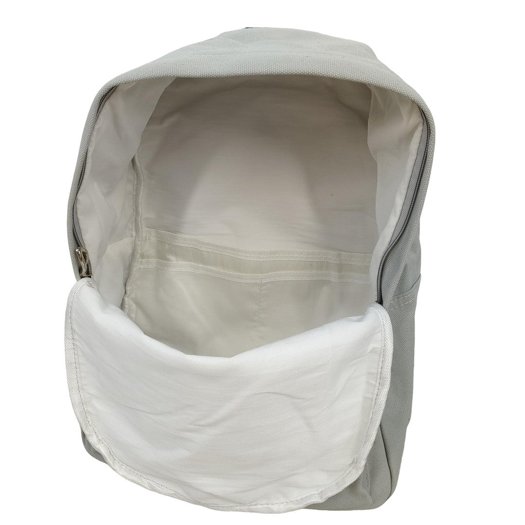 Minimalist Gray Canvas Backpack Unisex School Bag Casual Travel Daypack Lightweight College Laptop Book Bag