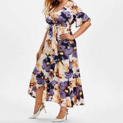 plus size floral maxi dress boho summer wrap dress