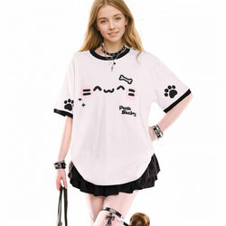 Vintage Cartoon Graphic T-Shirt for Teens Harajuku Oversized Short Sleeve Top Summer Casual Cotton Tee