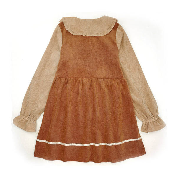 Women’s vintage preppy dress with peter pan collar and ruffle cuffs