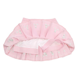 Pink Pleated Skirt Skort with Bunny & Heart Embroidery Cute Harajuku Lolita Mini Skirt