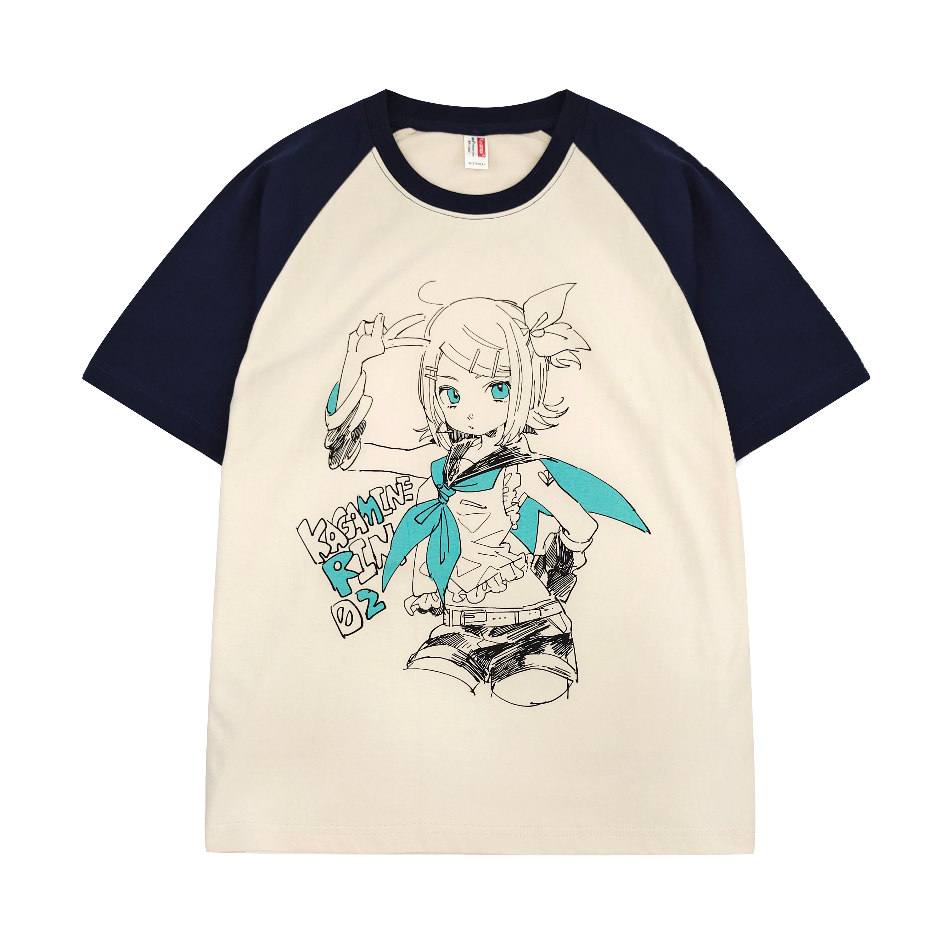 Kagamine Rin Anime T-Shirt for Girls Harajuku Loose Vocaloid Oversized Cotton Tee Raglan Sleeve