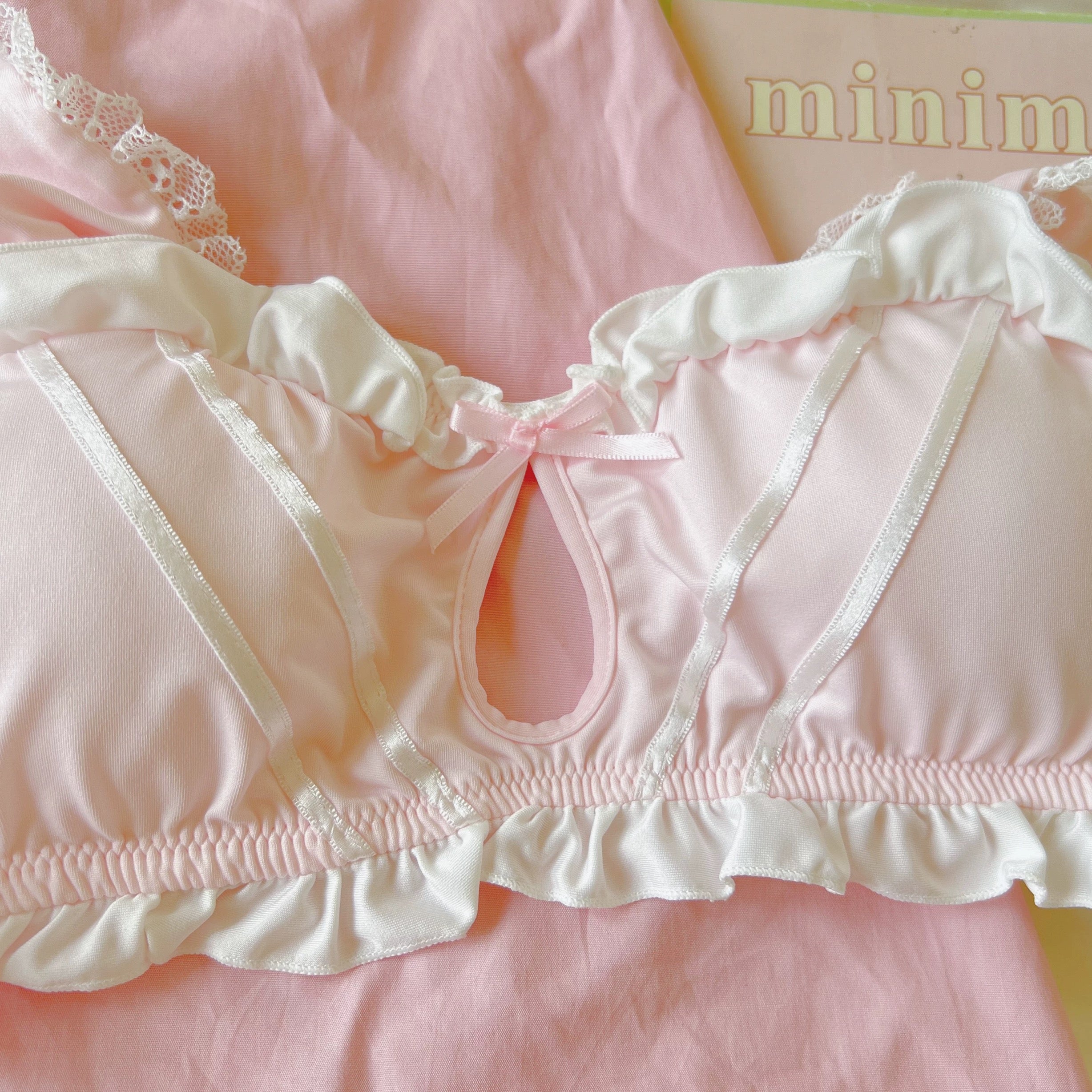 Kawaii Rabbit Ears Set for Women Soft Cup Bralette Ruffled Briefs Sweet Lolita Underwear Set