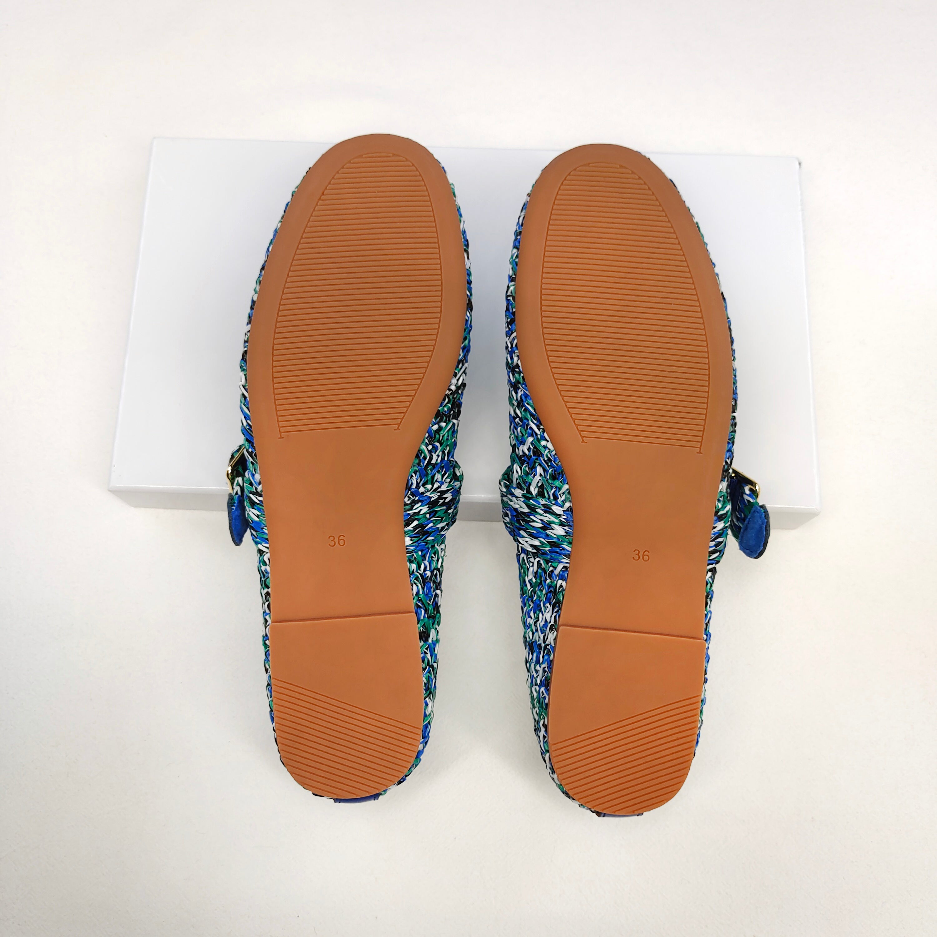 Handmade Woven Mary Jane Flats Women Colorful Knit Design PP Upper Ballet Shoes