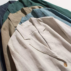 Women’s 100% Linen Casual Blazer Lightweight Artistic Loose-Fit Long Sleeve Jacket