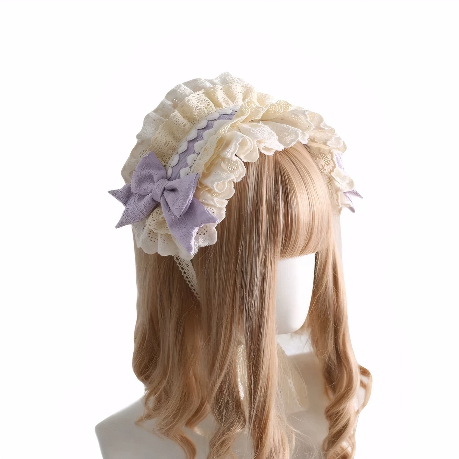 frilly headband bow hairband sweet lolita accessory, balletcore hairwear pastel lolita hat