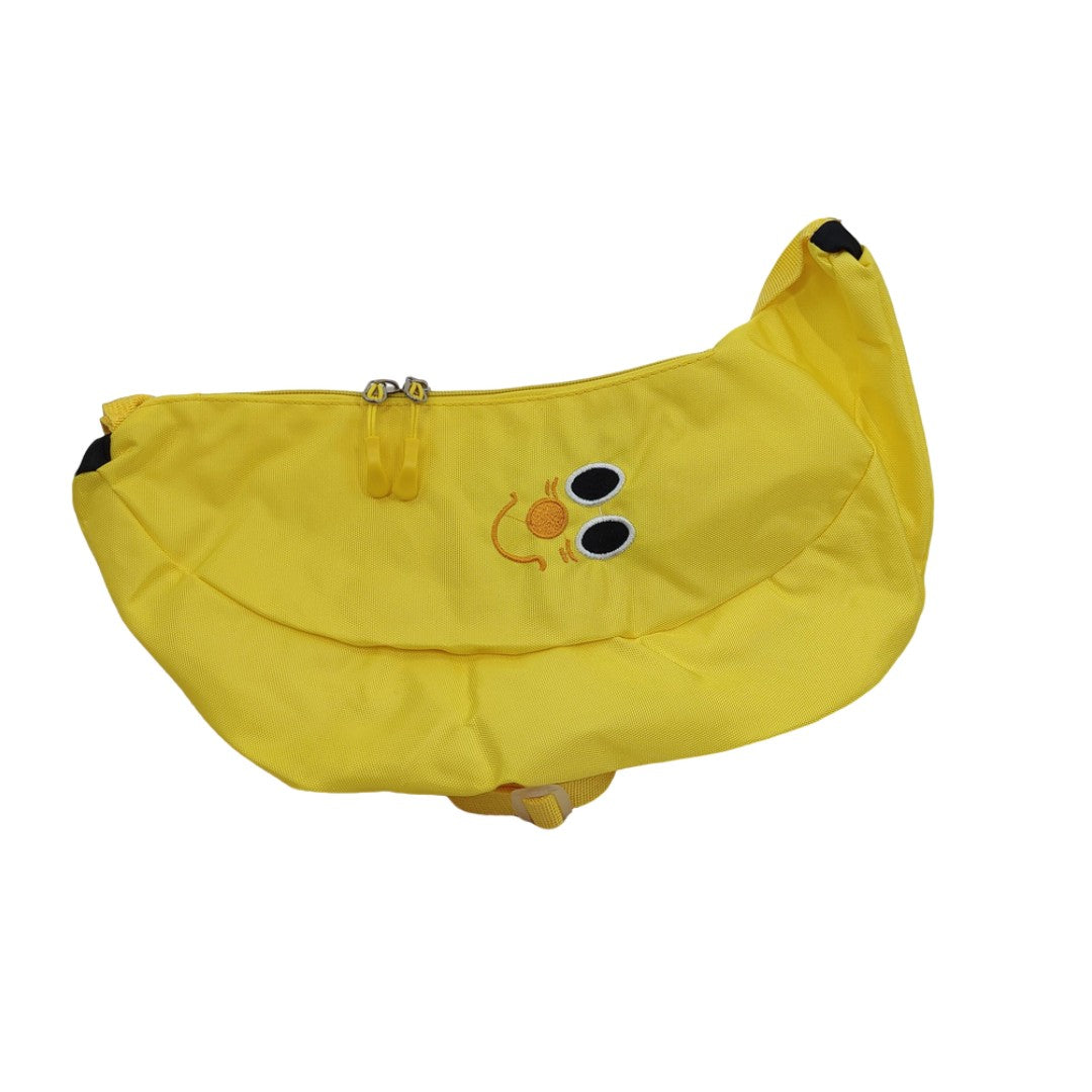 Kawaii Yellow Banana Crossbody Bag with Smiling Face Cute Novelty Shoulder Bag