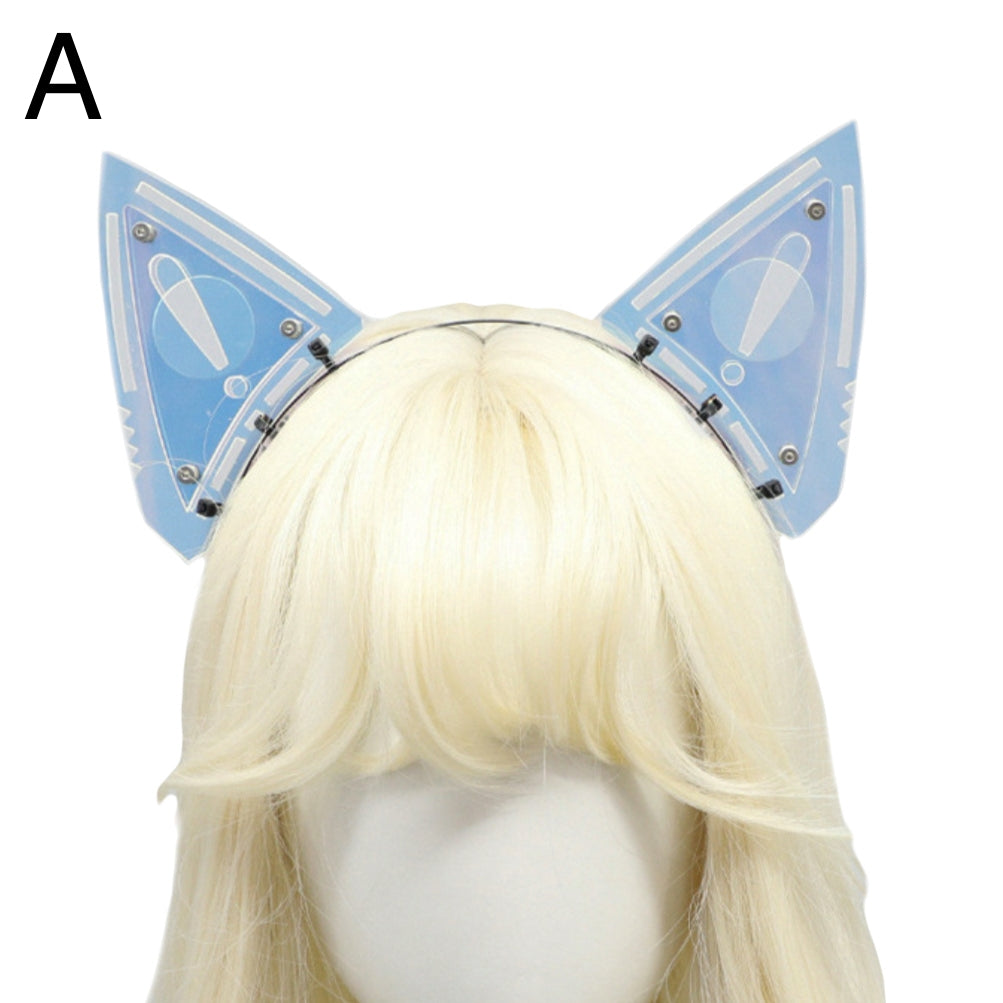 Cyberpunk Cat Ear Headband Cosplay Accessory Mecha Style Sci-Fi Costume Prop for Girls