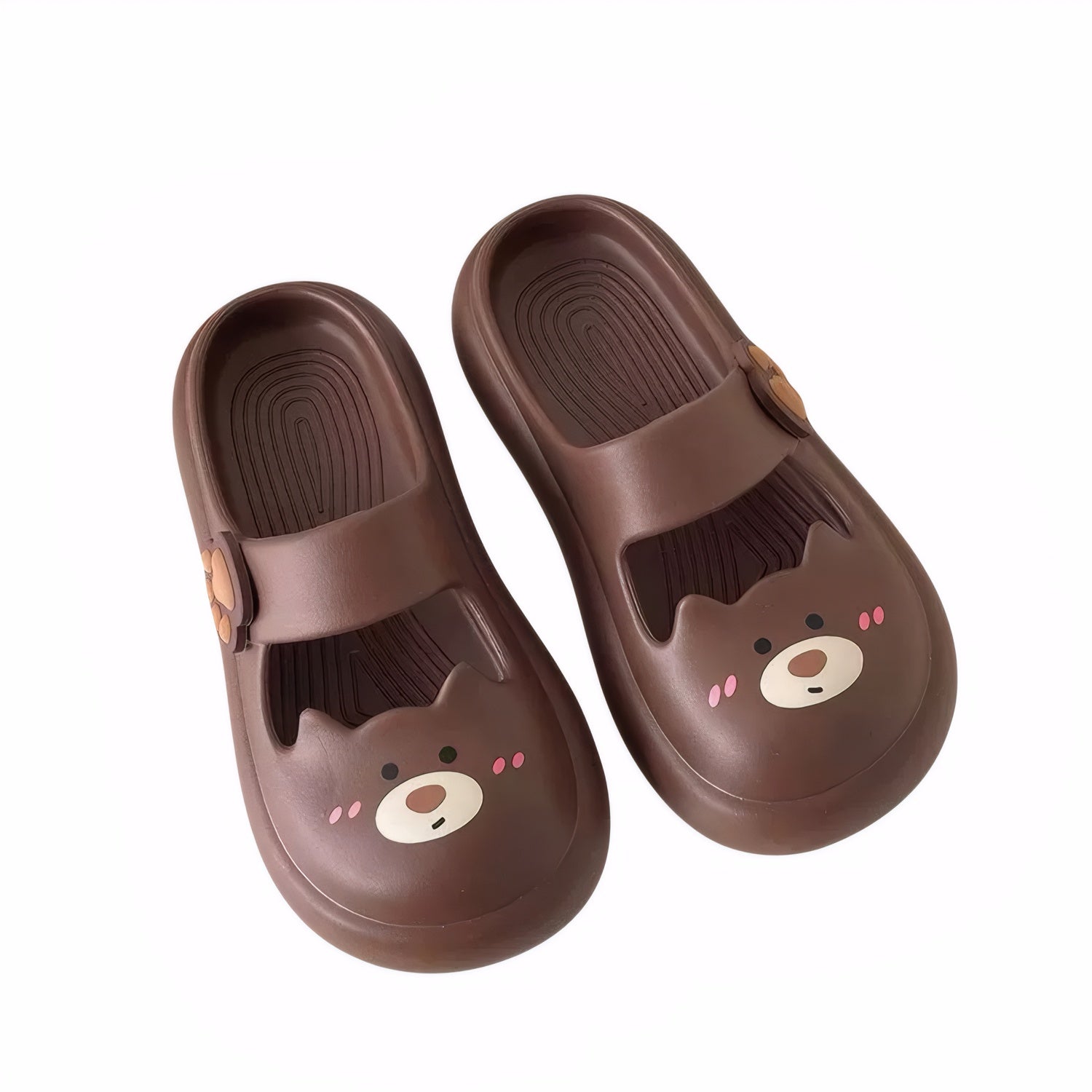 Japanese cute style sandals dark brown paw strap clogs