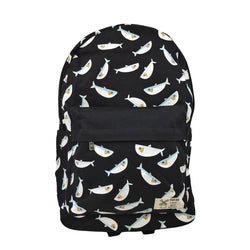 Cute Fish Print Canvas Backpack for Teens Student Lightweight School Travel Bag