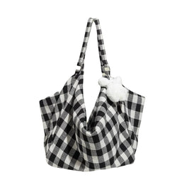 cool black white paid cotton tote bag for girls shoulder bag